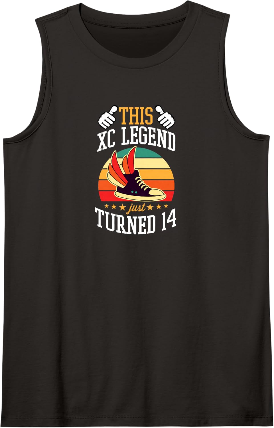 This XC Legend Just Turned 14 Cross Country Theme Birthday Sleeveless Tank Top - Black