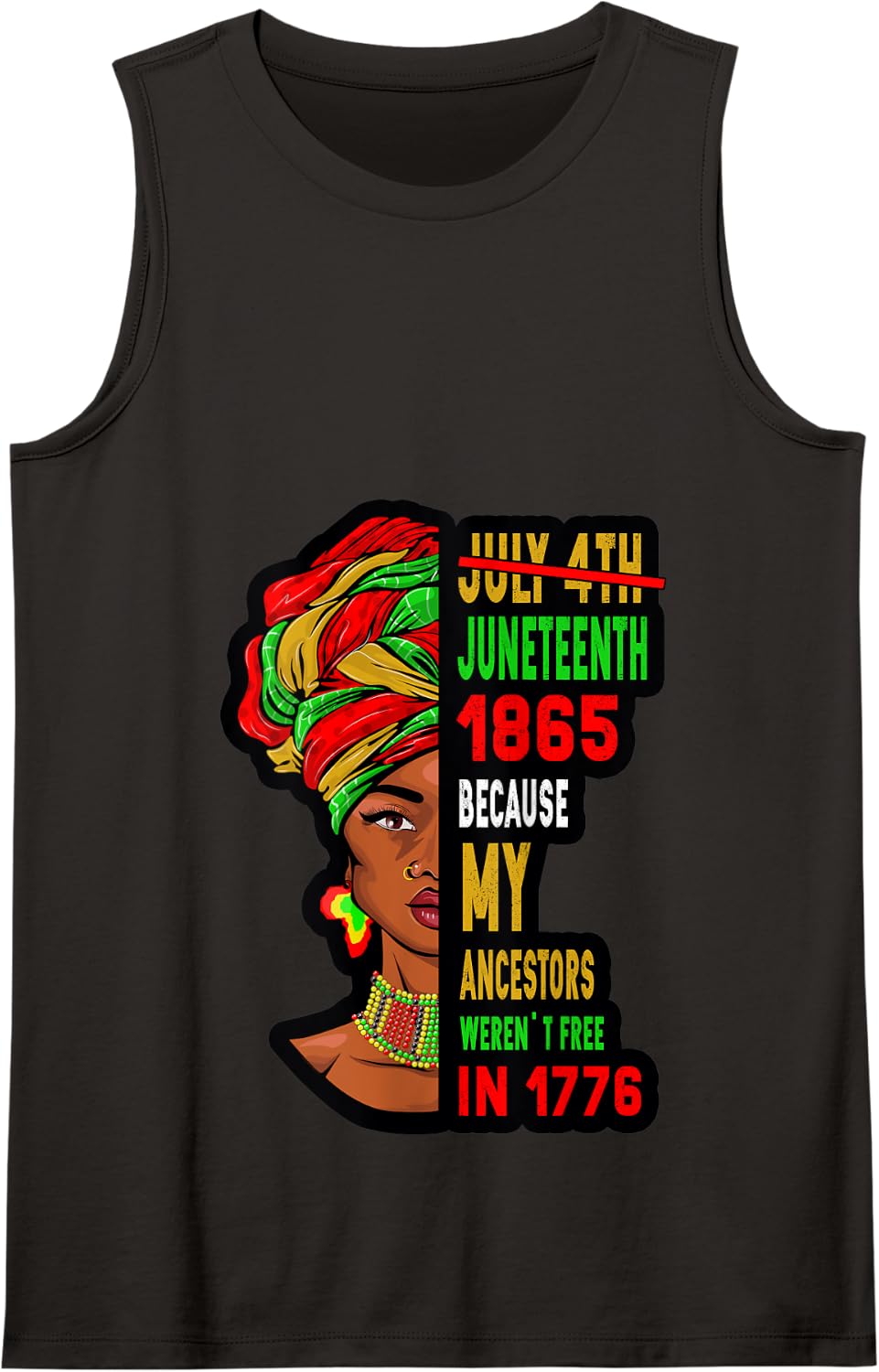Womens July 4th Juneteenth 1865 Present for African American Tank Top - Black