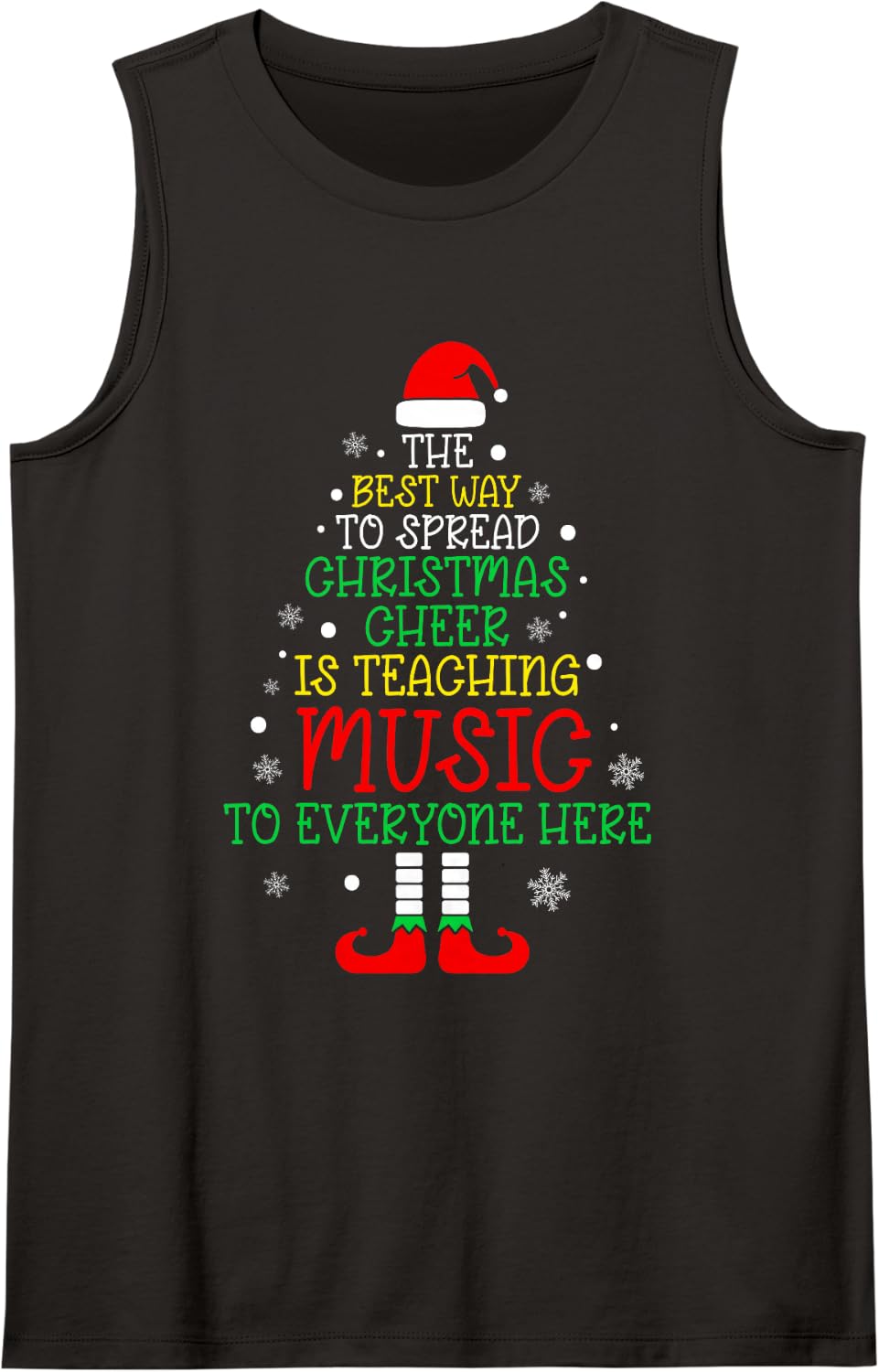 The Best Way to Spread Christmas Cheer is Teaching Music Sleeveless Tank Top - Black