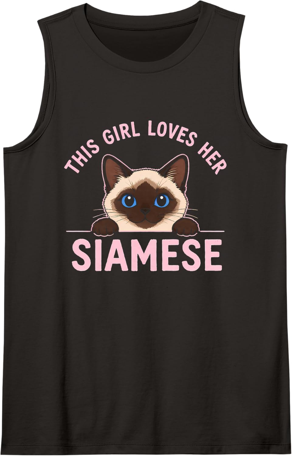 Funny Saying This Girl Loves Her Siamese Sleeveless Tank Top - Black