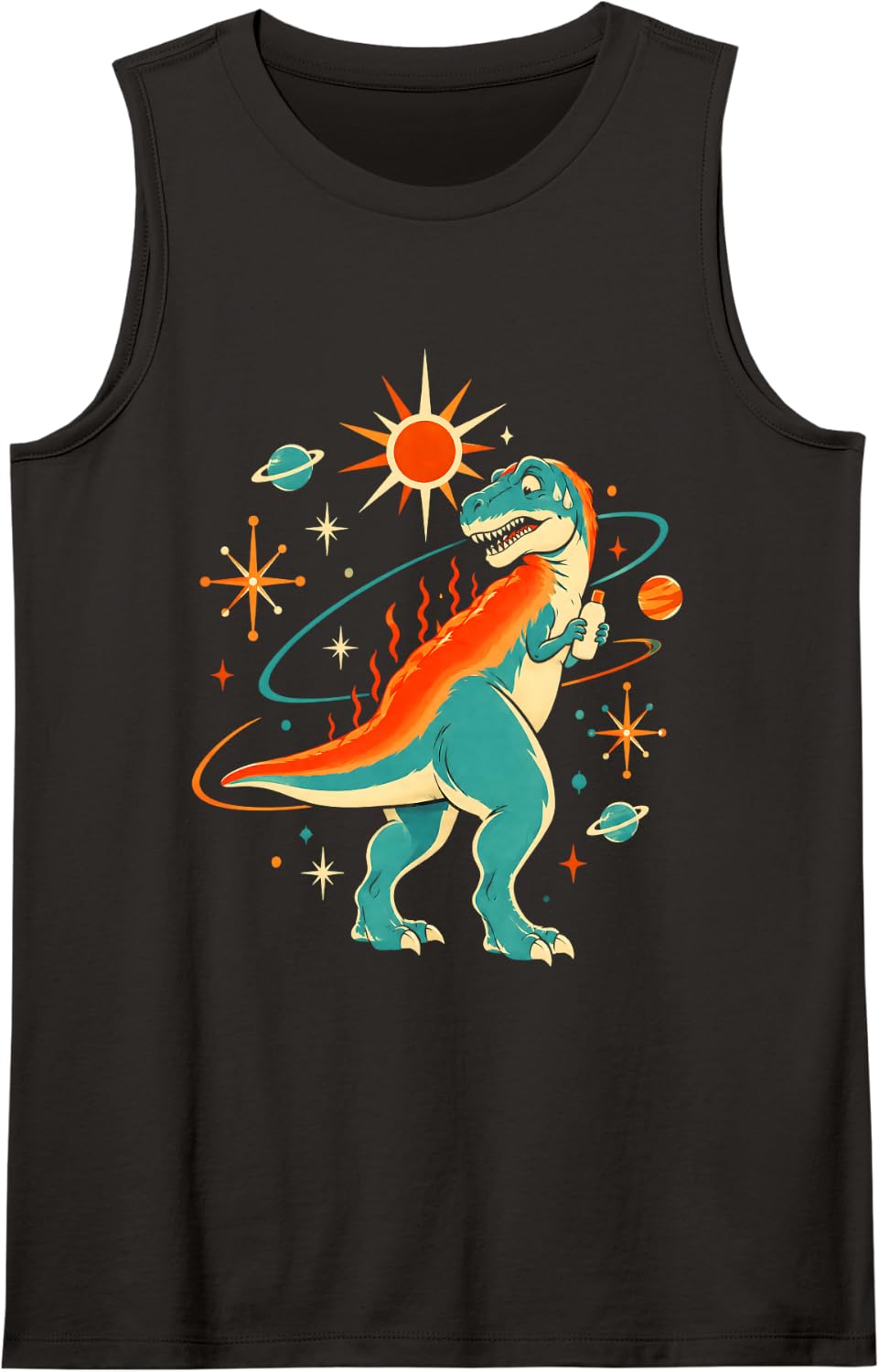 Dinosaur Tiny Arms Sunscreen Dermatology Funny Skin Care Sleeveless Tank Top - Black