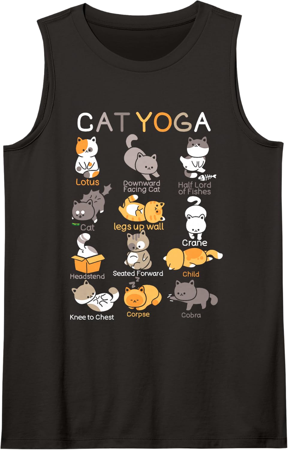 Cat Yoga Poses Zen Meditation Namaste Kitten Cat Lover Sleeveless Tank Top - Black