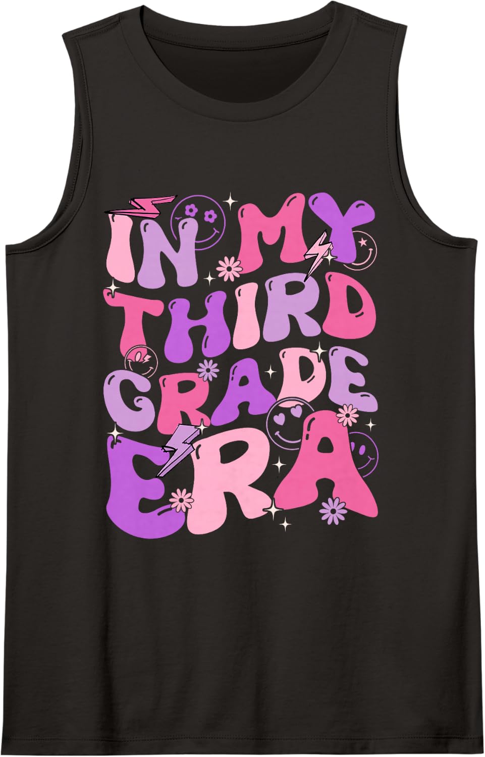 in My Third Grade, the 3rd Grade Teacher Went Back to School Sleeveless Tank Top - Black