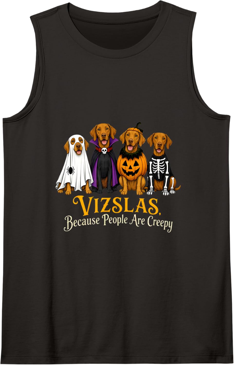 Vizslas Halloween Costume Funny Dog Lover Sleeveless Tank Top - Black