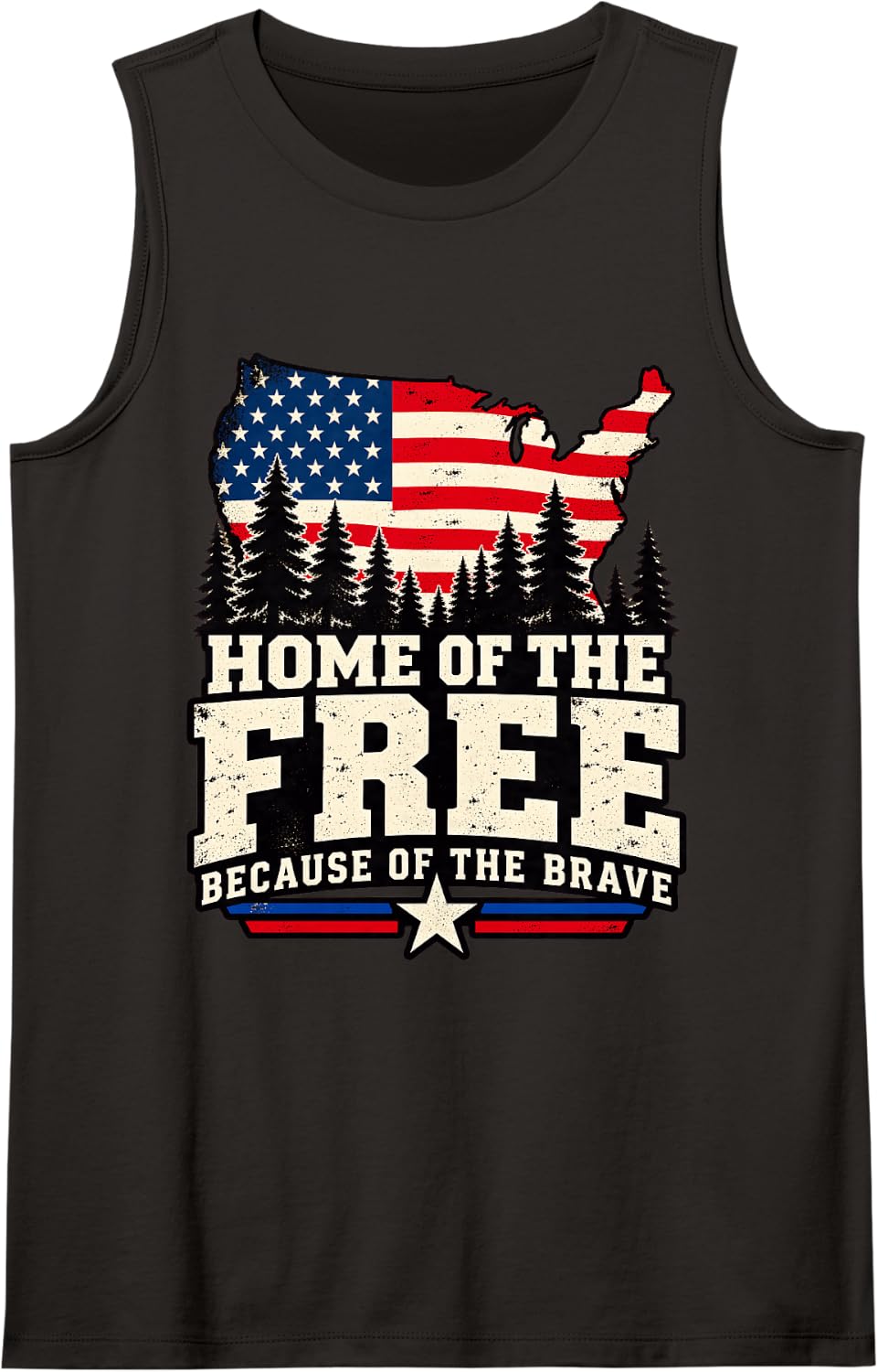 Home of The Free Because of The Brave Sleeveless Tank Top - Black