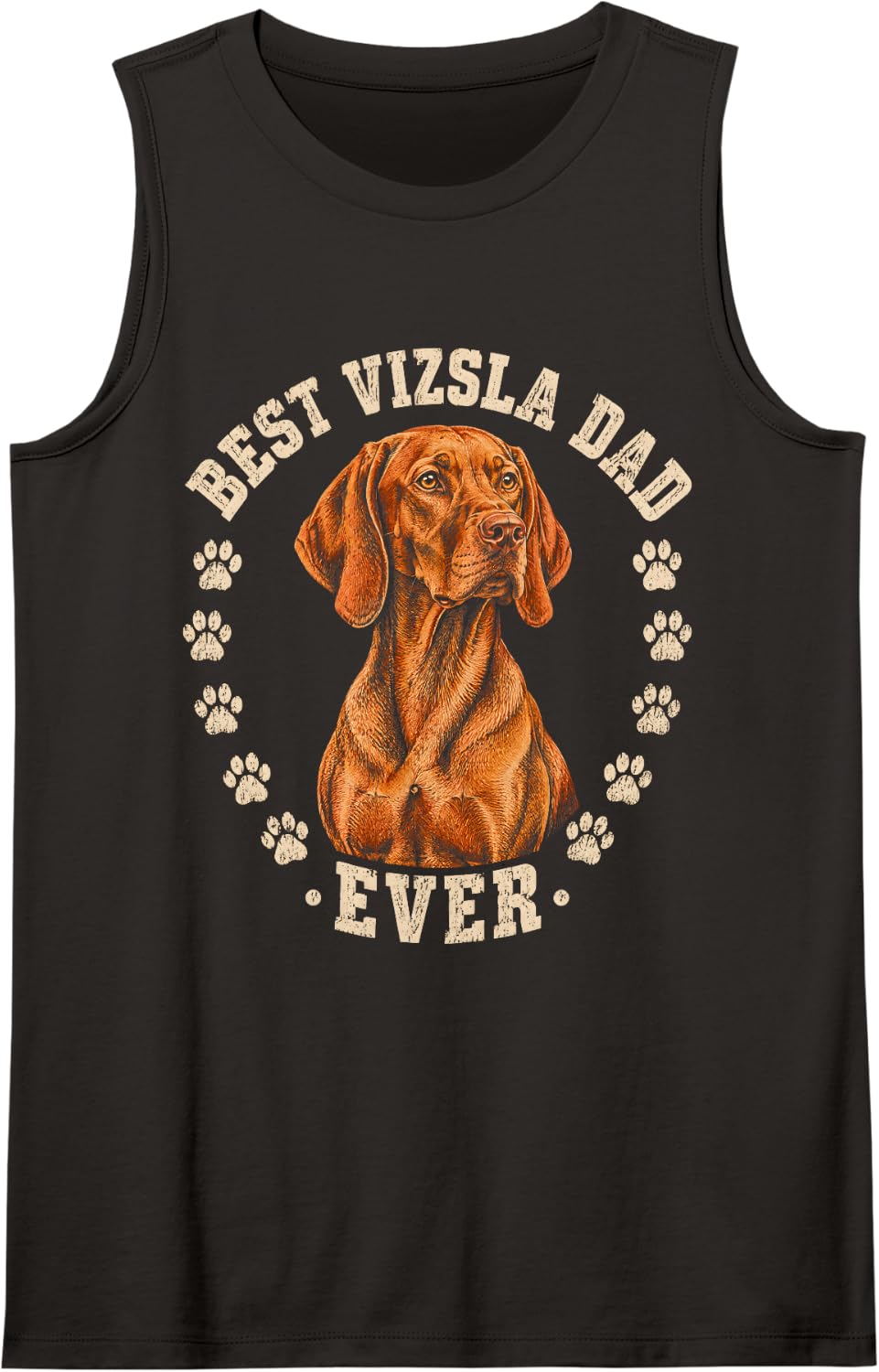 Best Vizsla Dad Ever Hungarian Pointer Dog Dad Sleeveless Tank Top - Black