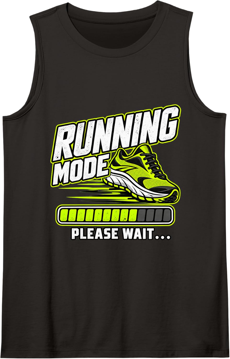 Running Mode Please Wait Funny Runner Marathon Jogging Sleeveless Tank Top - Black