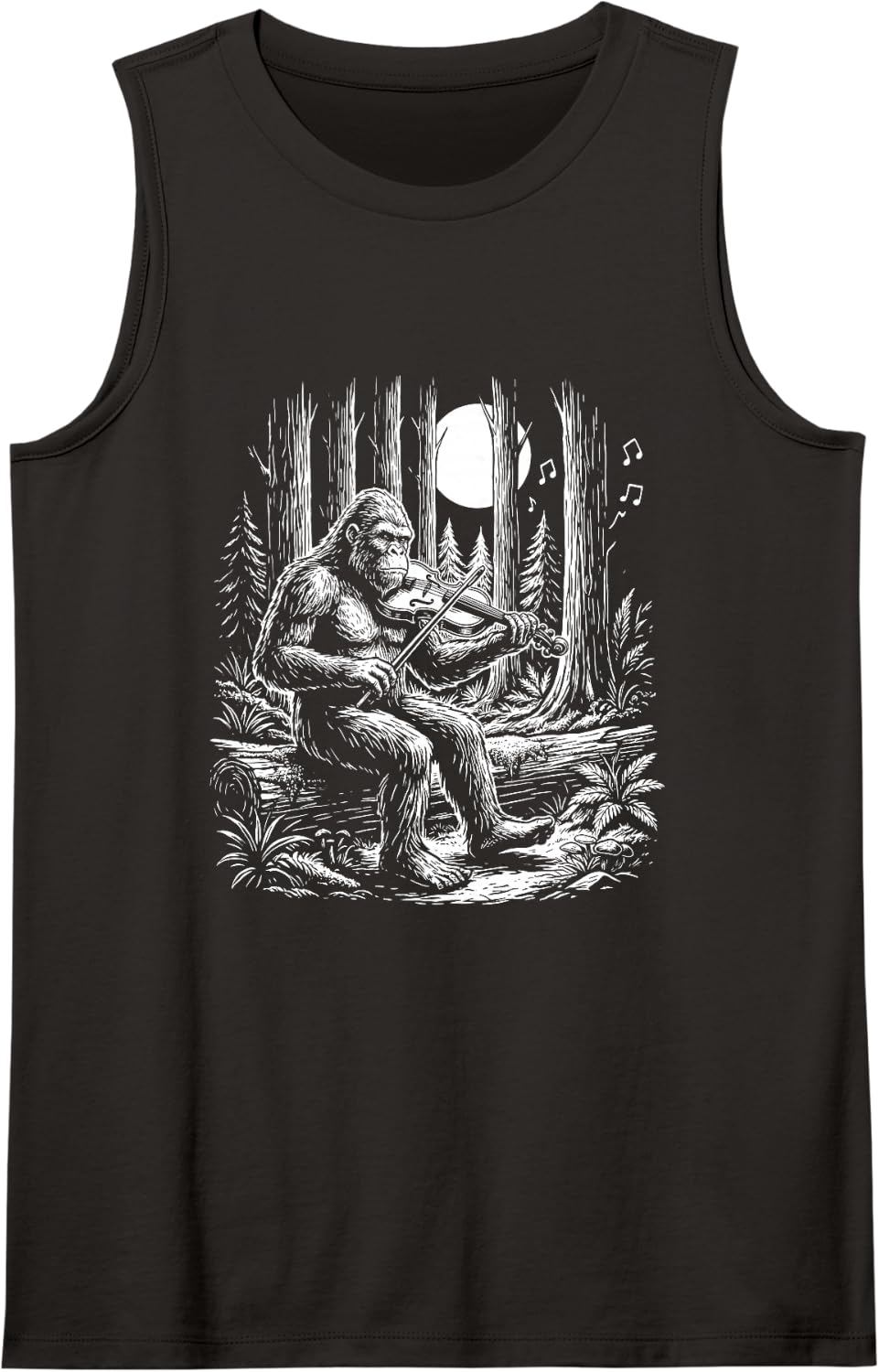 Fiddle Player Bigfoot Violinist Sasquatch Old Time Fiddler Sleeveless Tank Top - Black