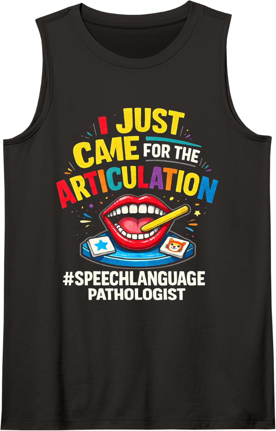 SLP Articulation Pun Speech-Language Pathologist Sleeveless Tank Top - Black