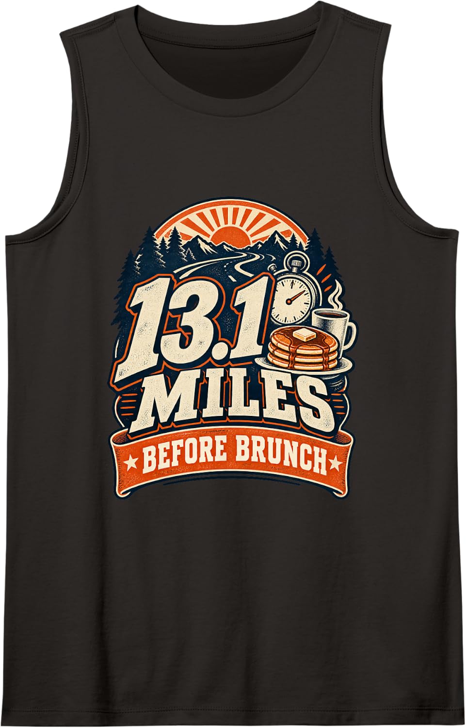 13.1 Miles Before Brunch Half Marathon Runner Sleeveless Tank Top - Black