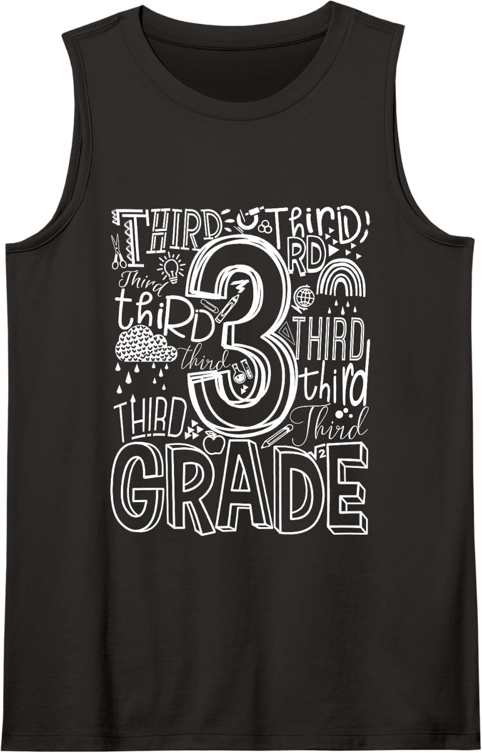 Typography 3rd Grade Team Student Teacher Sleeveless Tank Top - Black