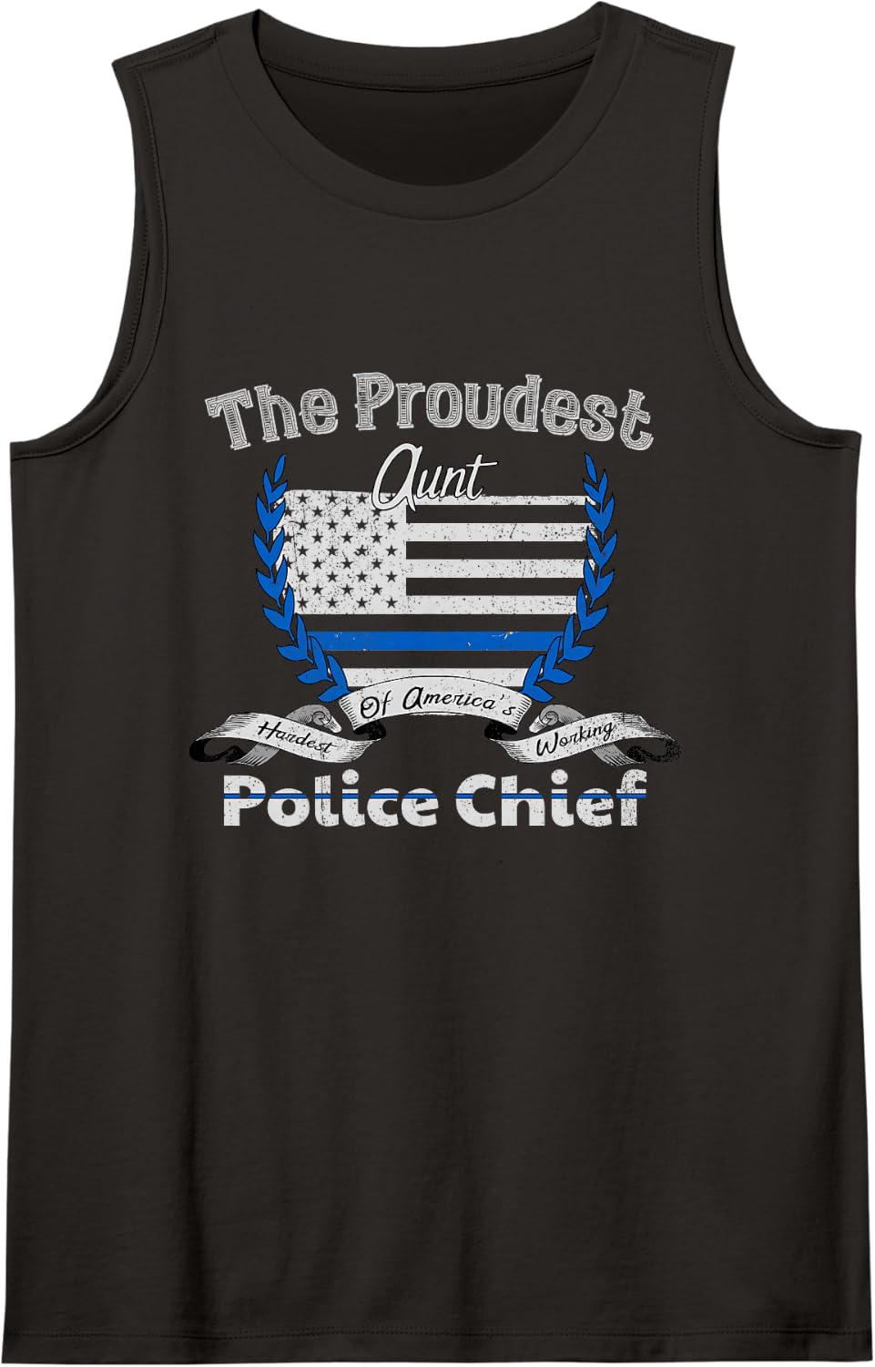 Police Chief Proud Aunt Graphic Sleeveless Tank Top - Black