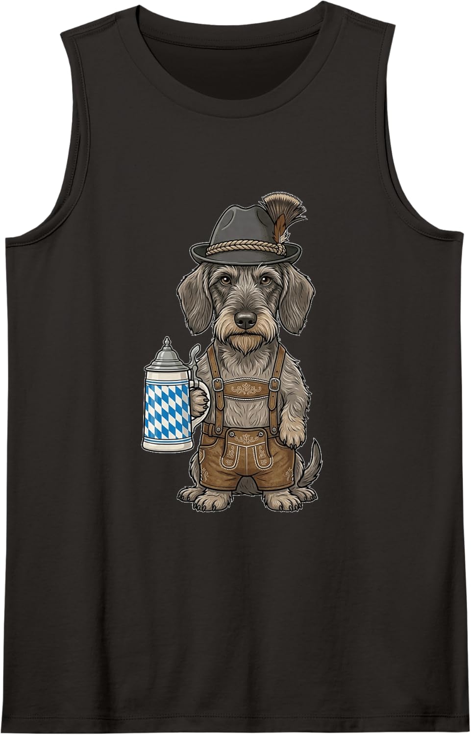 Dachshund Traditional Dog Beer Mug Pretzel Bavarian Tradition Sleeveless Tank Top - Black