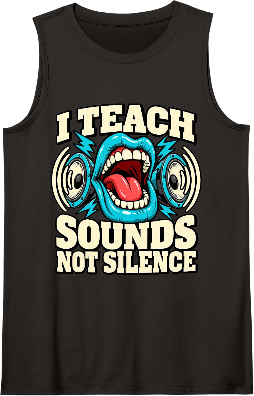 Speech Therapy I Teach Sounds Not Silence Mouth Therapist Sleeveless Tank Top - Black