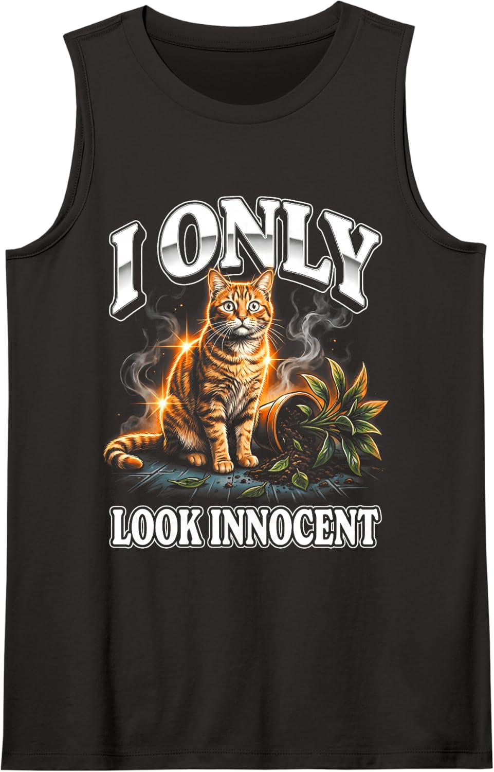 I Only Look Innocent Funny Cat Owner Sleeveless Tank Top - Black