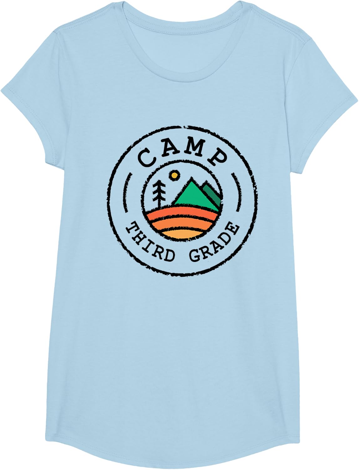 Camp Third Grade Teacher Adventure School Tee T-Shirt For Teachers - Girls Baby Blue