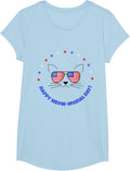 Funny Memorial Day Cat MEOWMorial Day Mens Womens Boys Girls T-Shirt - Girls Baby Blue