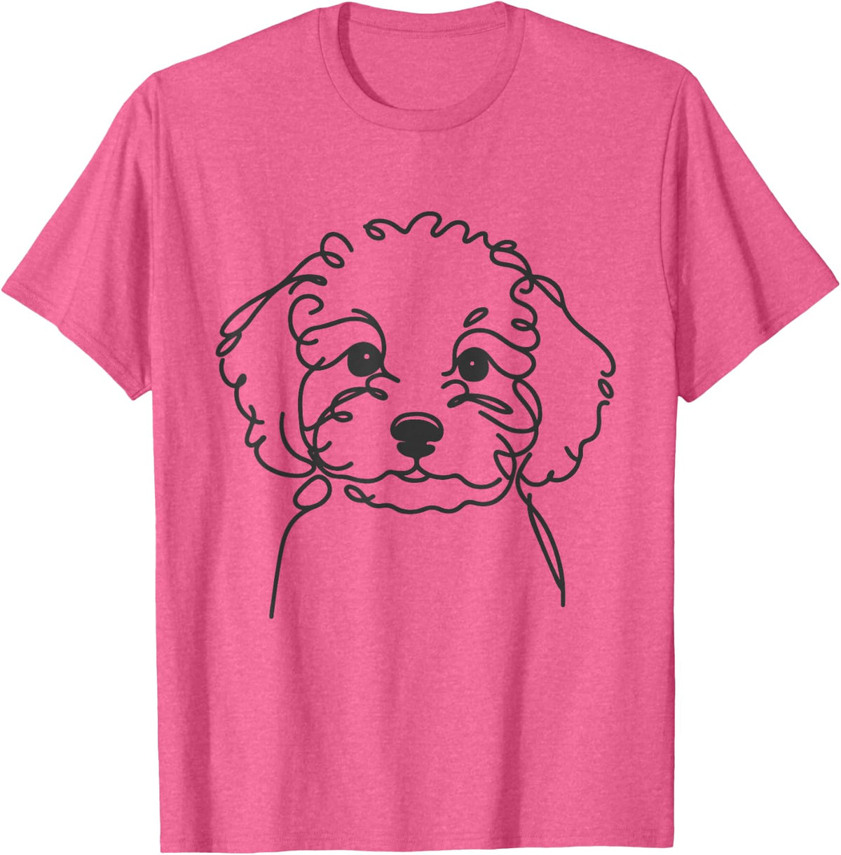Line Art Dad Mom Dog - Cavapoo T-Shirt - Pink Heather