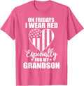Red Friday For My Grandson Military Troops Deployed Wear T-Shirt - Pink Heather
