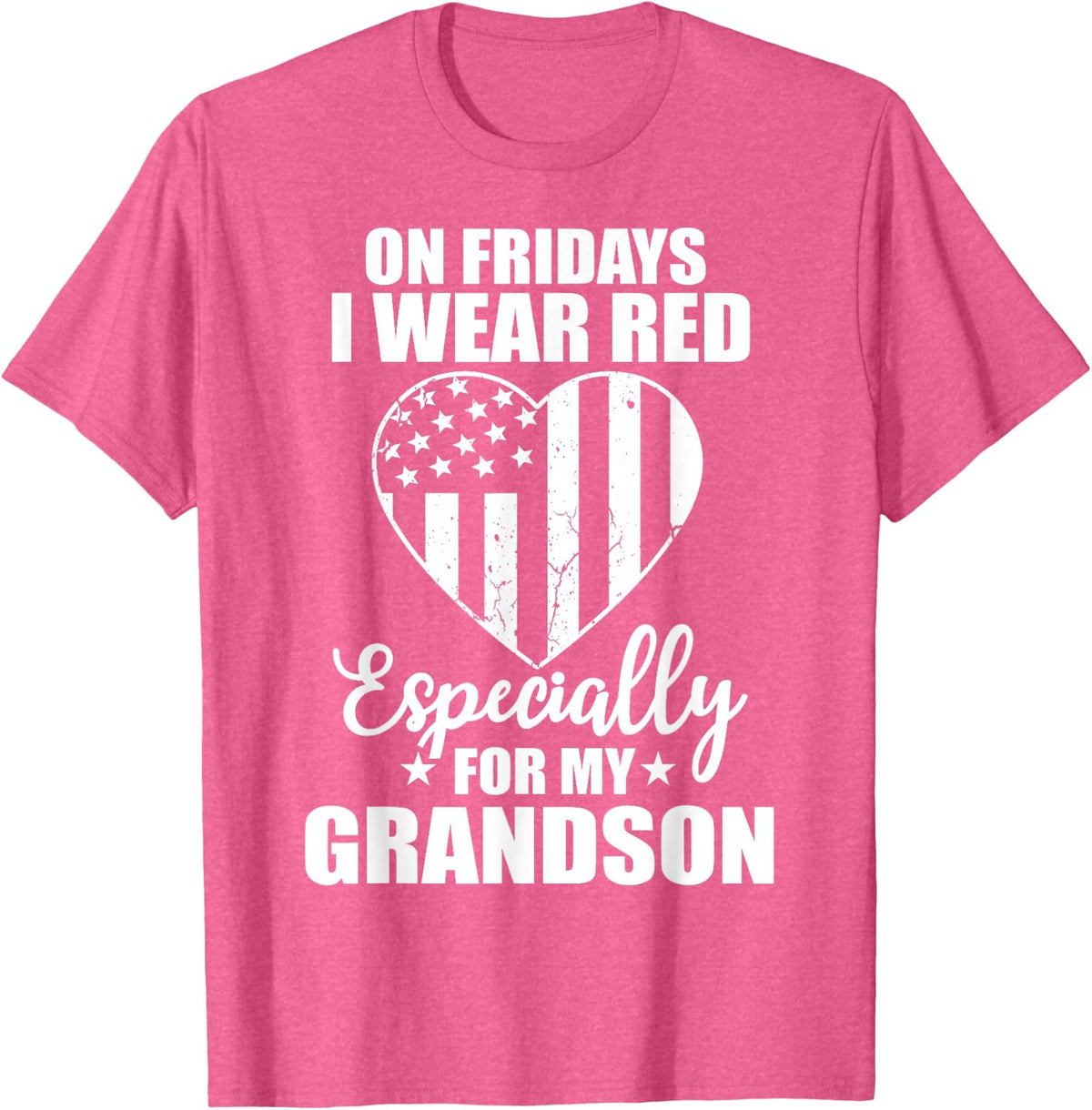 Red Friday For My Grandson Military Troops Deployed Wear T-Shirt - Pink Heather
