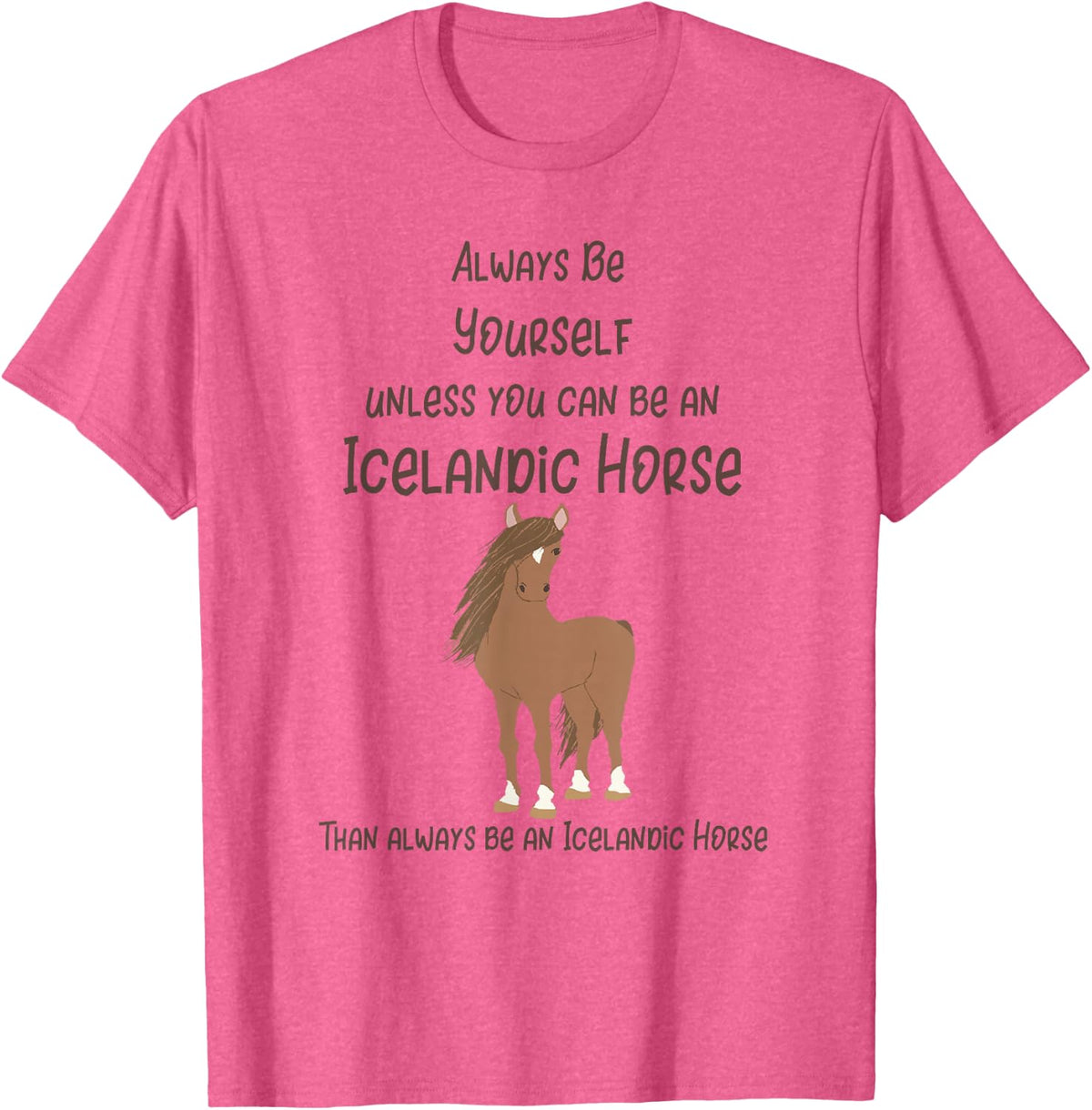 Icelandic Horse Funny Saying Gift Girls Children T-Shirt Tee for Kids Horse Lovers - Pink Heather