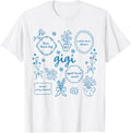 Gigi Blue Floral Aesthetic Wildflower Garden Mother's Day T-Shirt - White