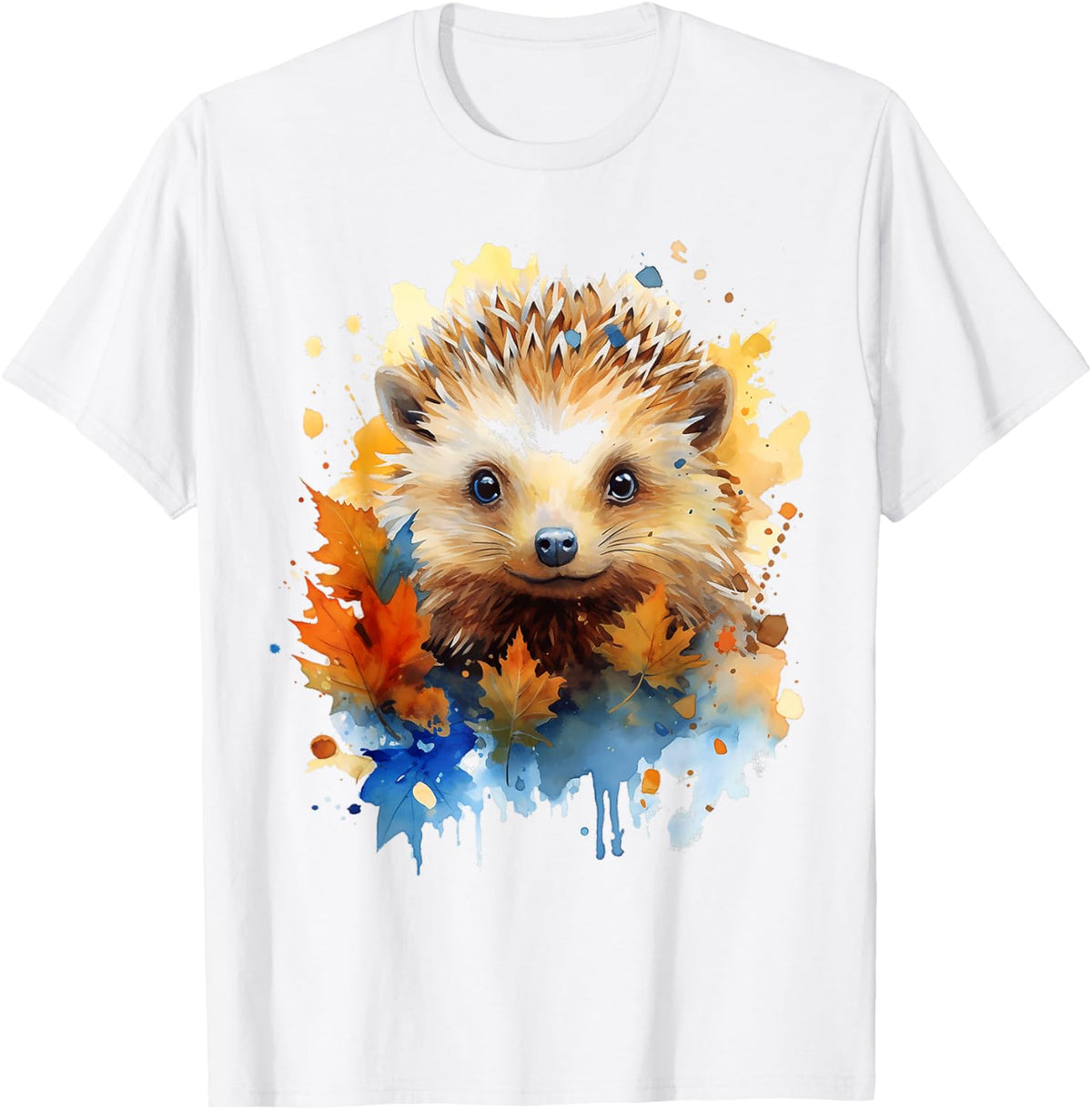Hedgehog Animal Colorful Zoo Abstract Nature Hedgehog T-Shirt - White