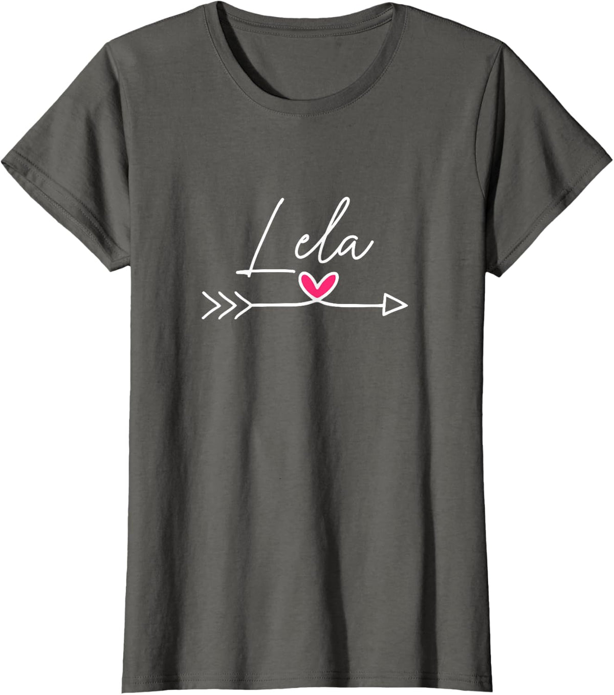 Funny Mothers Day Shirt Cute Pink Arrow Heart Lela T-Shirt - Asphalt Grey