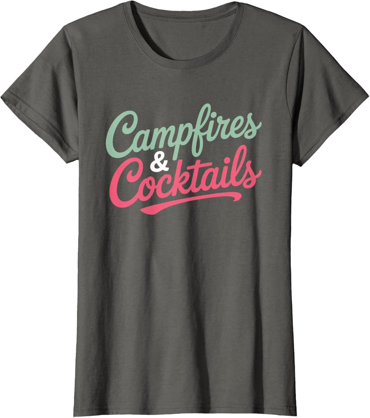 Glamping Campfires And Cocktails Camping T-Shirt - Asphalt Grey