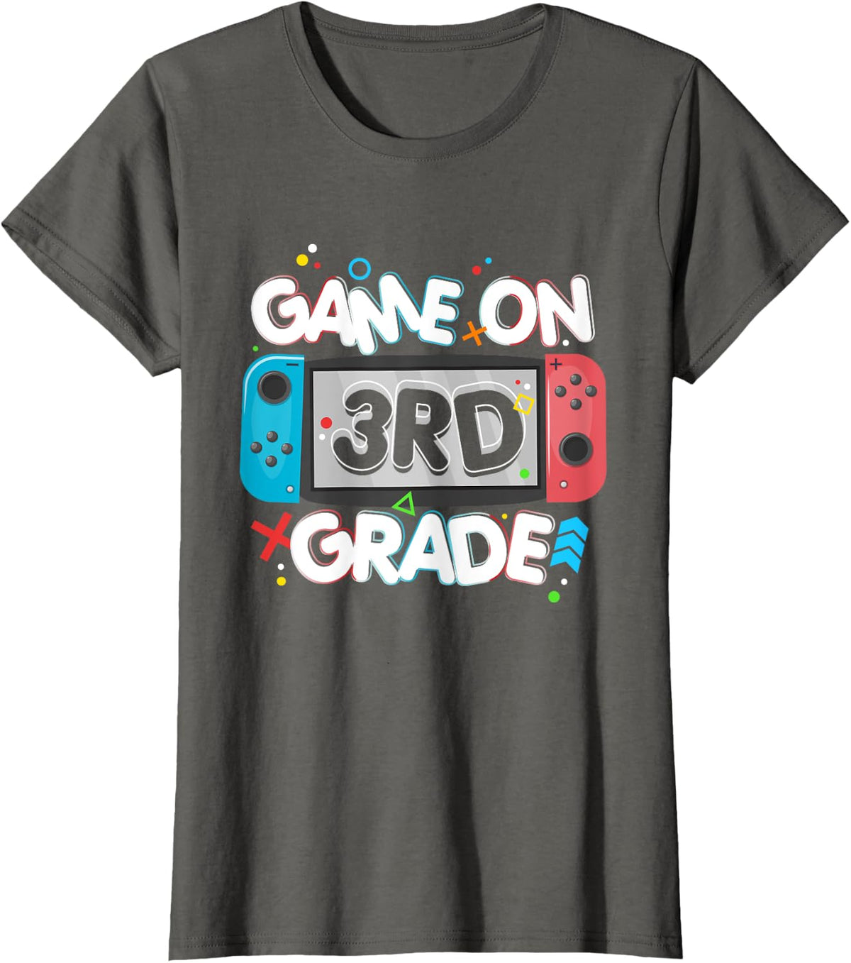 Game On 3rd Grade Video Game Back To School Third Grade T-Shirt - Asphalt Grey