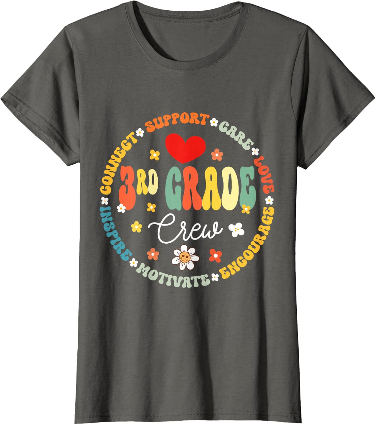 Third Grade Teacher 3rd Grade Crew 1st Day of School T-Shirt - Asphalt Grey