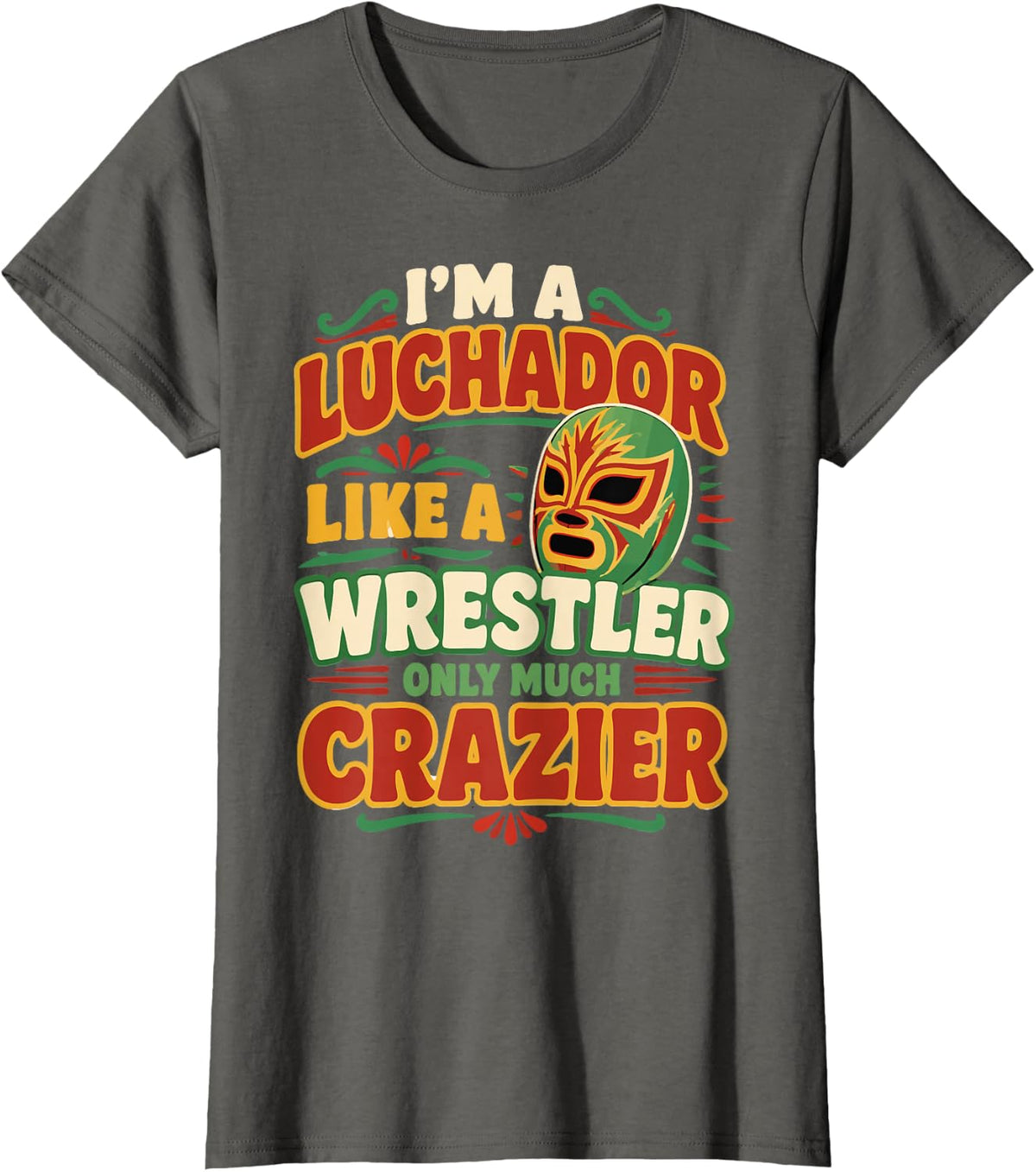 Luchador Funny Lucha Libre Mexican Wrestler T-Shirt - Asphalt Grey