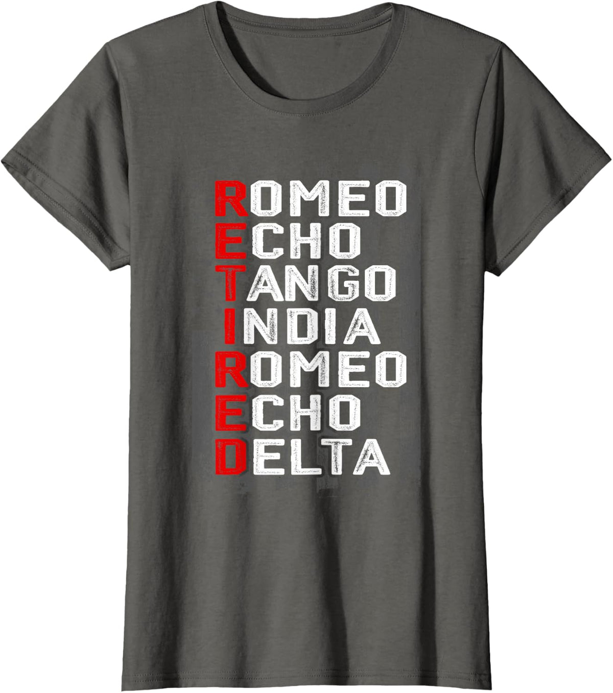Phonetic Alphabet Retired Veteran American Flag Military T-Shirt - Asphalt Grey