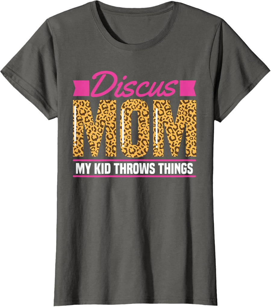 Discus Throwing Mom T-Shirt for Sports Moms Tee Track and Field Shirts - Asphalt Grey