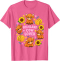 Highland Cow Lover Farm Animal Cute T-Shirt - Pink Heather