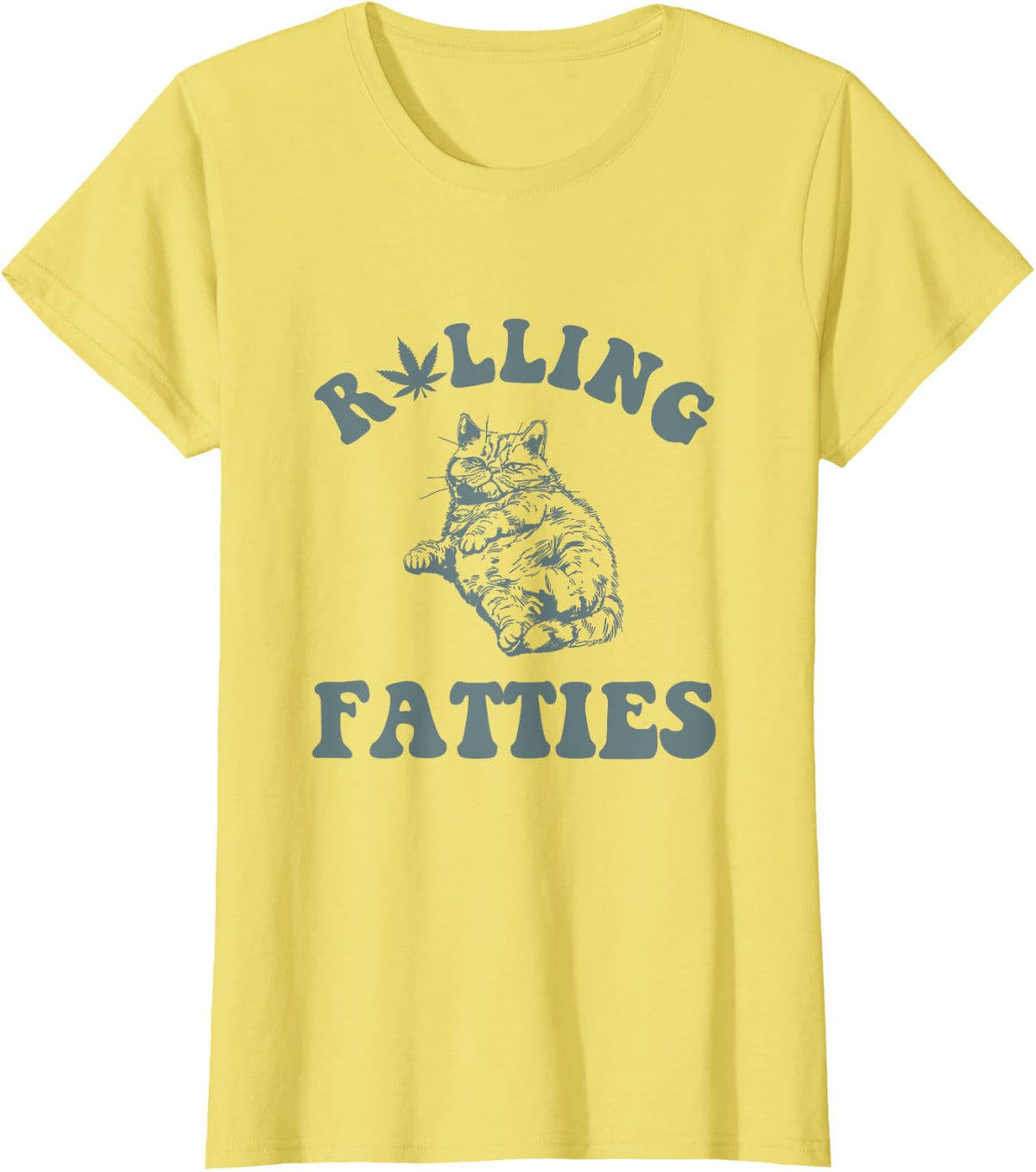 Rolling Fatties Funny Weed Cat 420 Cannabis T-Shirt - Lemon Yellow