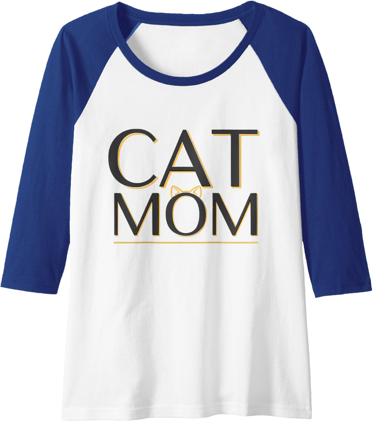 Cat Mom Mama Sweatshirt Raglan Baseball Tee - Royal Blue\/White