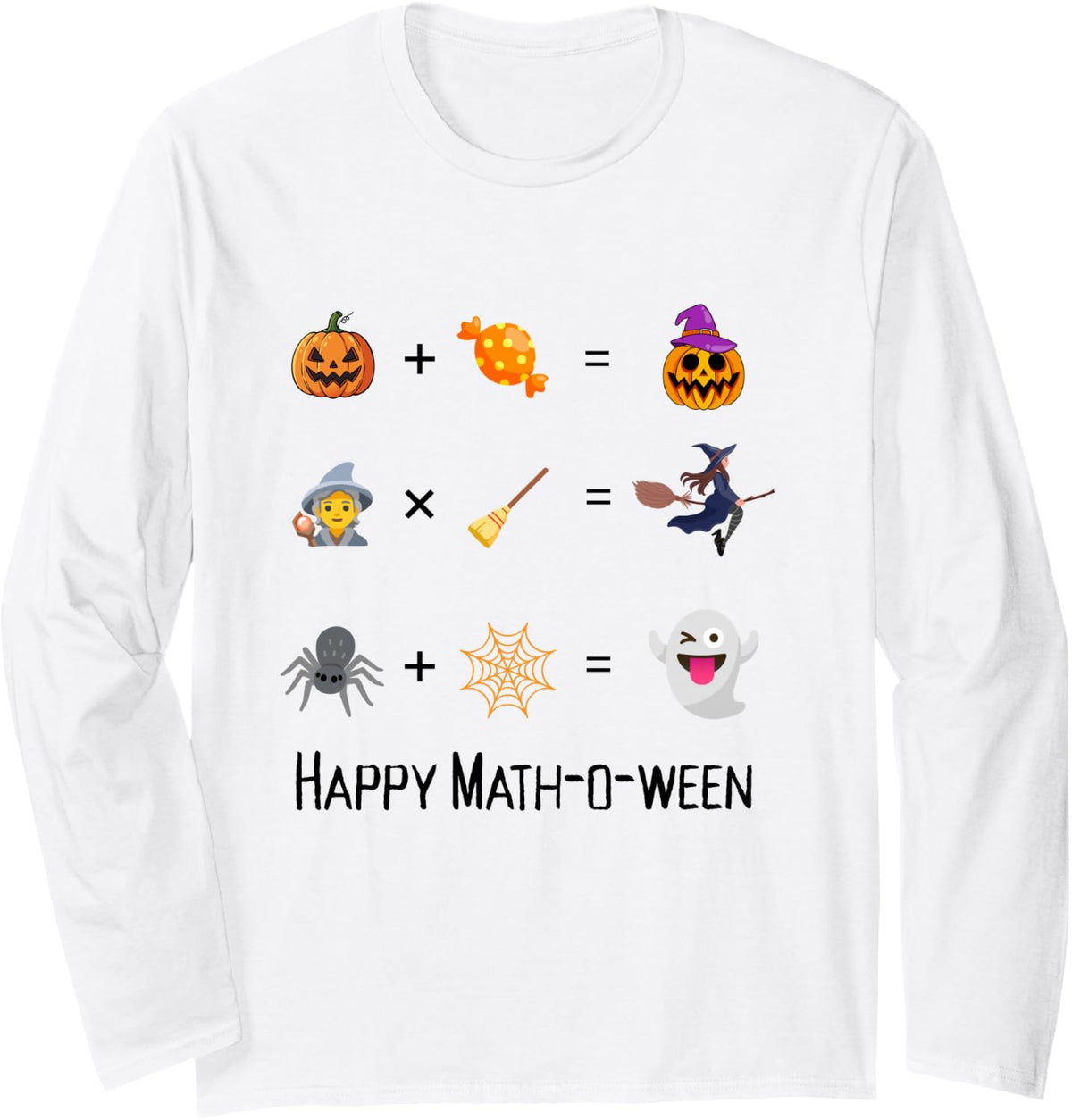 Happy Math-o-ween Funny Math Teacher Halloween Long Sleeve T-Shirt - Adult Unisex White