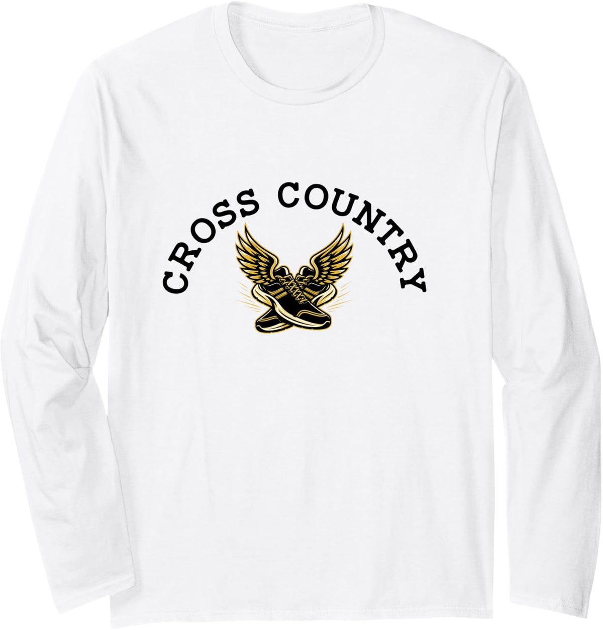 Cross Country Running Winged Shoe Track Long Sleeve T-Shirt - Adult Unisex White