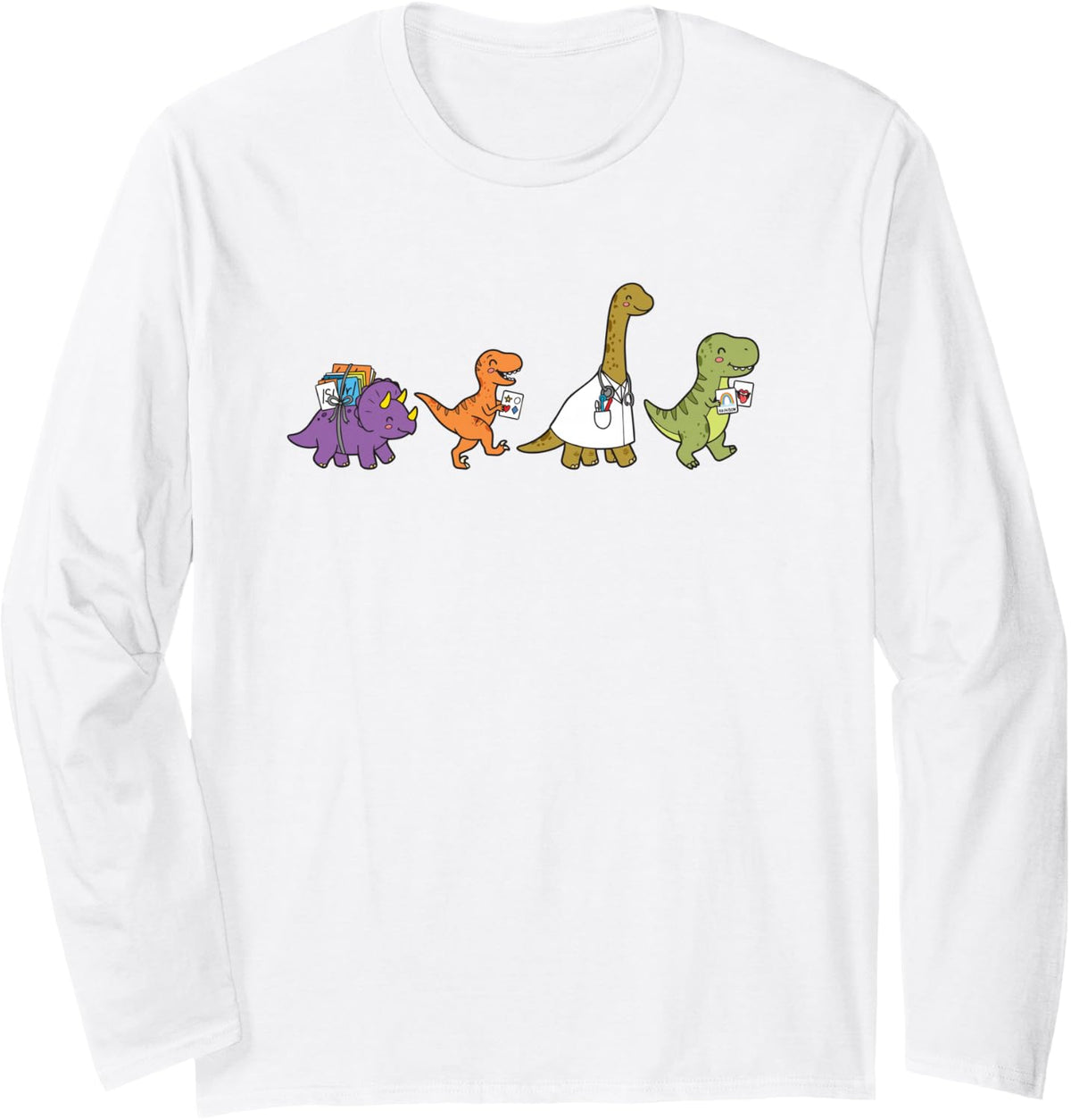 Speech Therapist Dinosaur Speech Language Pathologist SLP Long Sleeve T-Shirt - Adult Unisex White