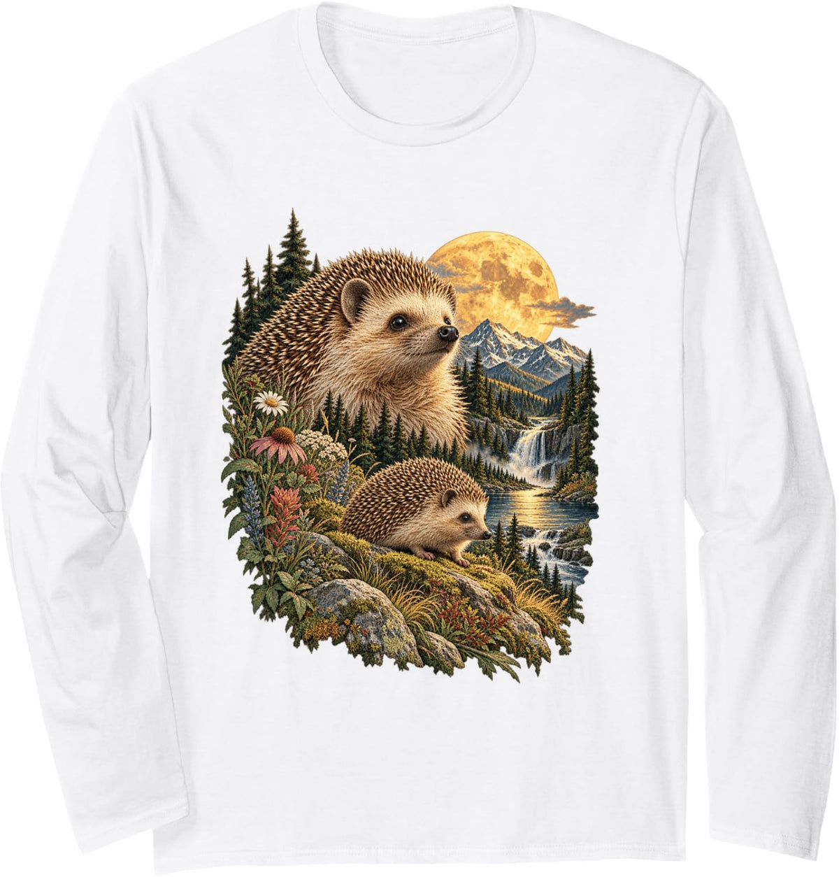 Hedgehog Long Sleeve T-Shirt - Adult Unisex White