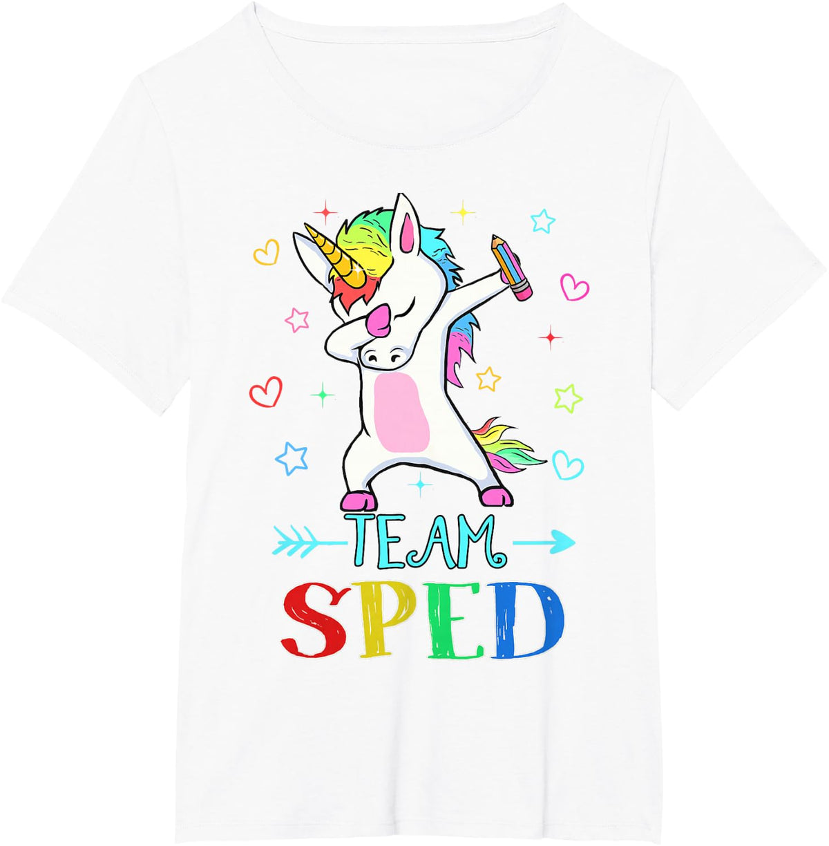 Team Sped Dabbing Unicorn Funny Back To School Gift T-Shirt - White