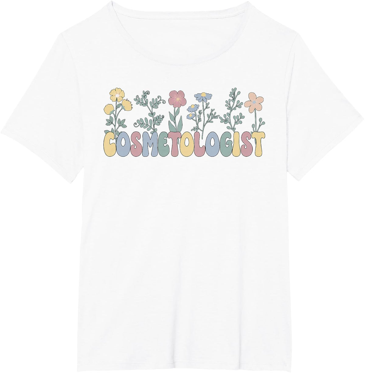 Groovy Cosmetologist Flowers Cosmetology T-Shirt - White