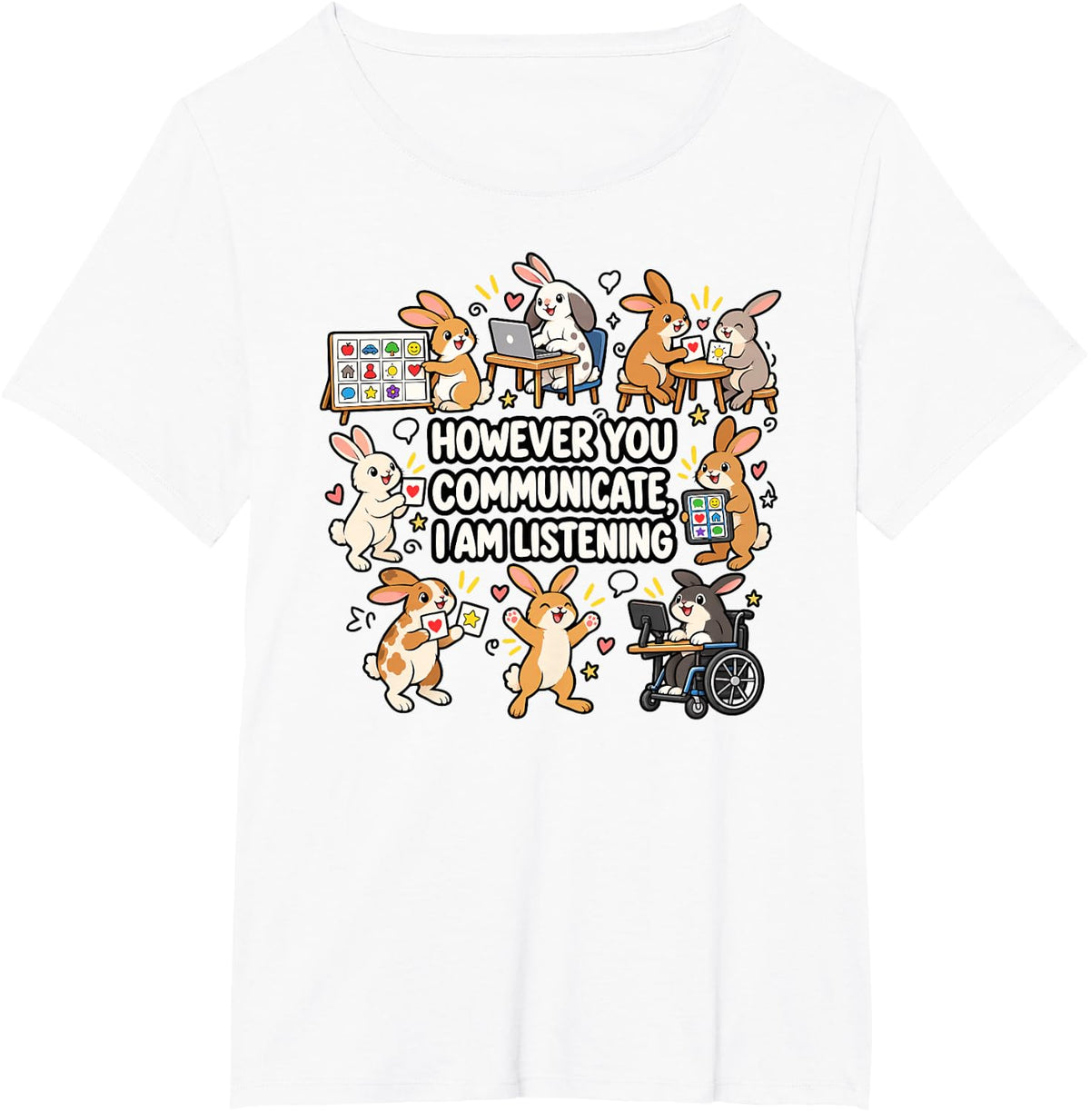Neurodiversity Communication Listening SLP Special Education T-Shirt - White