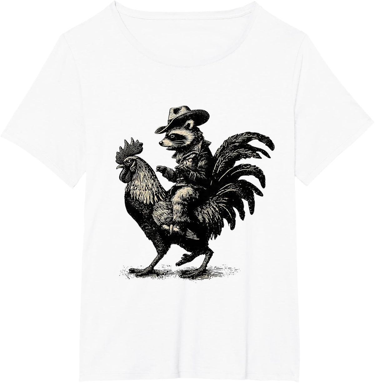 Country Cowboy Raccoon Trash Panda Cowgirl Western Texax T-Shirt - White