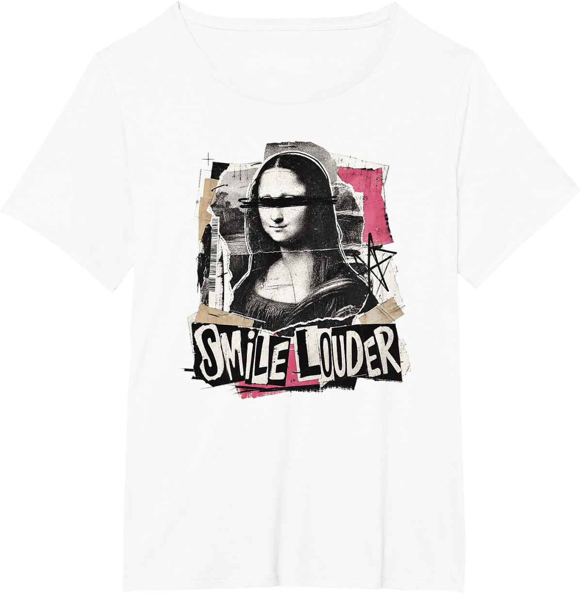 Smile Louder Mona Y2K Aesthetic Streetwear Art Men Women T-Shirt - White