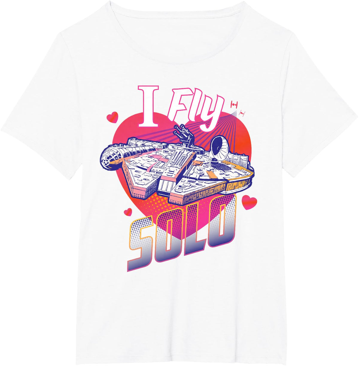 Star Wars Anti Valentine’s Day Millennium Falcon I Fly Solo T-Shirt - White