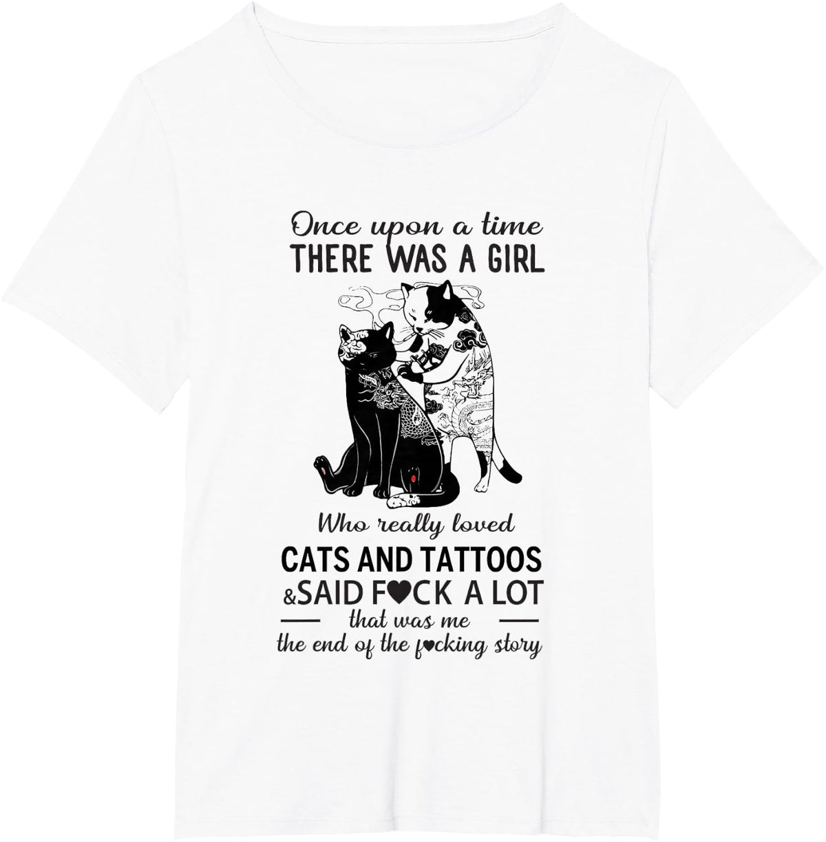 Cats Tattoo Once Upon A Time There Was A Girl T-Shirt - White