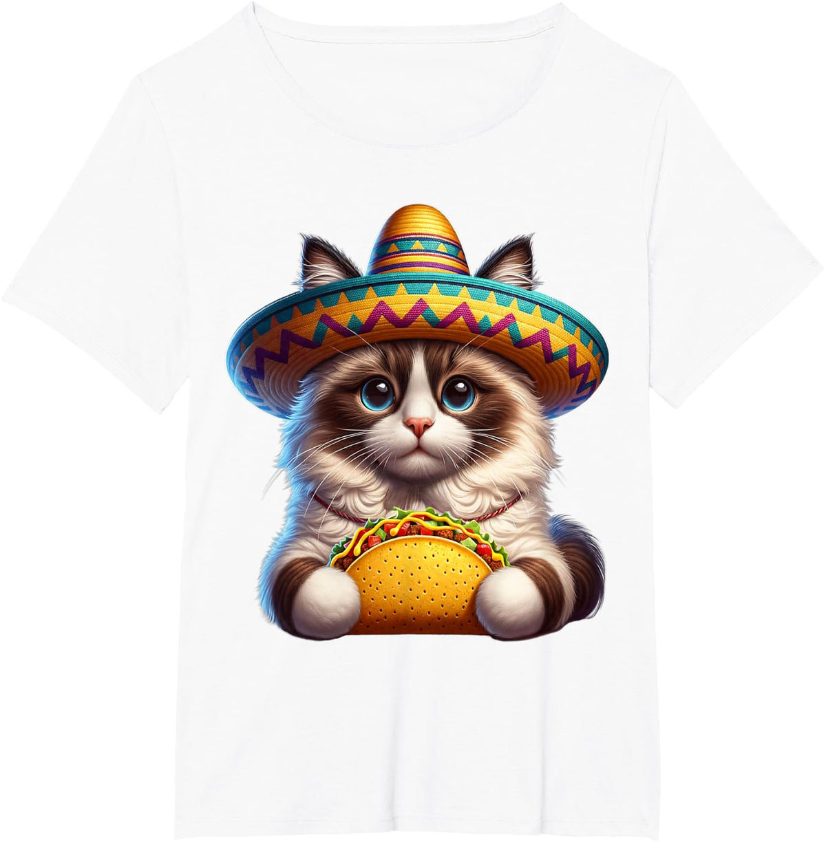 Ragdoll Cat Cinco De Mayo Cat T-Shirt - White