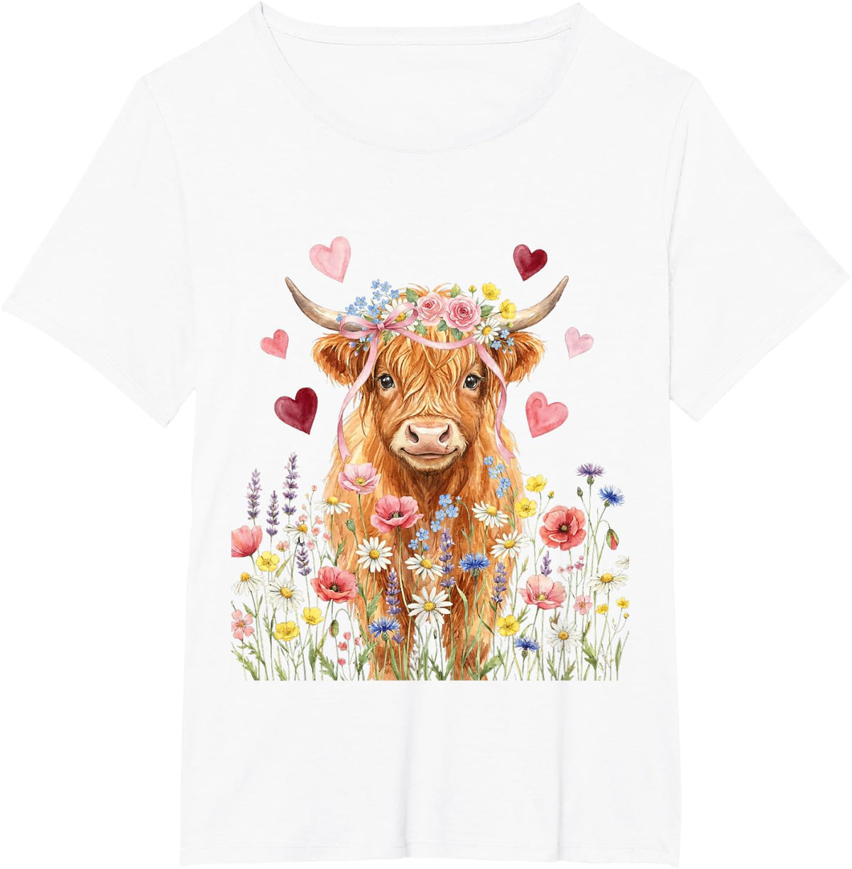 Cute Highland Cow Women Girls Kid Scottish Cow Highland Cow T-Shirt - White